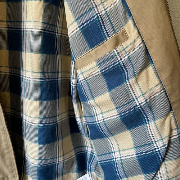 J. Crew NWT Coach Twill Jacket - Tan Plaid Lining Medium - Picture 7 of 13
